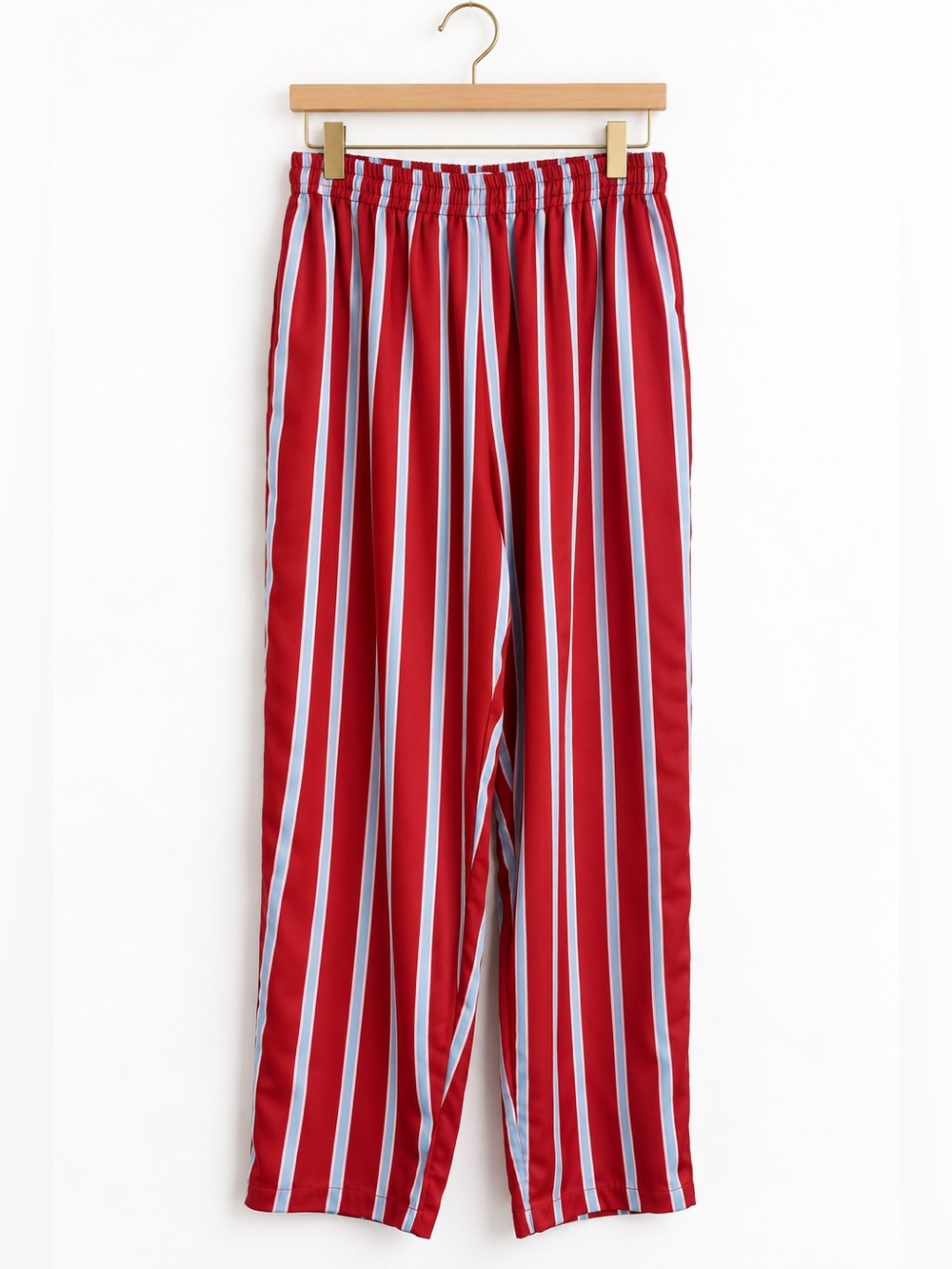 Sweet Baby Jamie Red Blue Striped Satin Pull-On Pants S